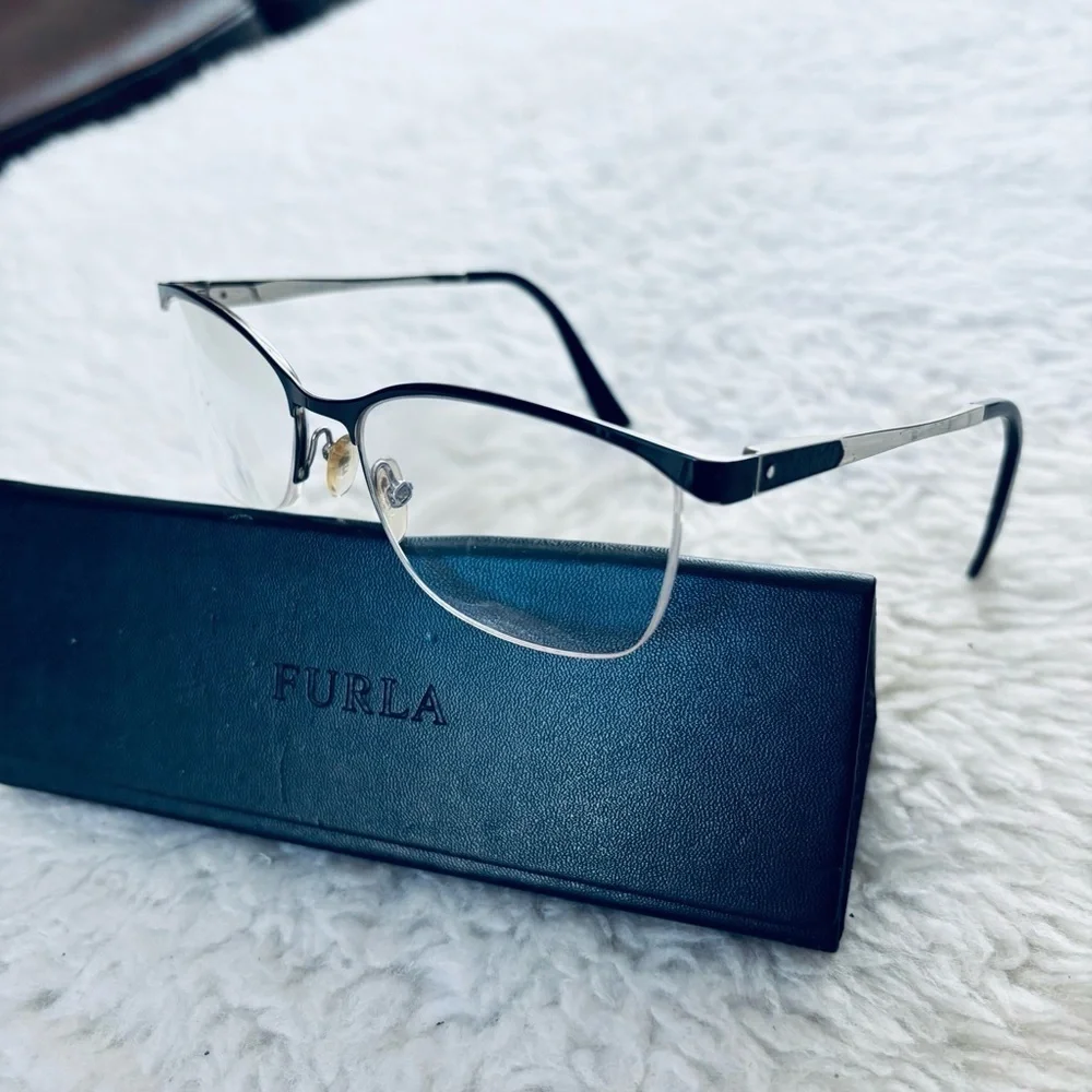 Furla Women's Black Half-Rim col.0583 Glasses Frame Only w/ case